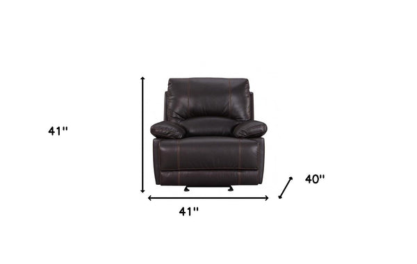 Homeroots 41" Brown Leather Match Recliner Brown  329409