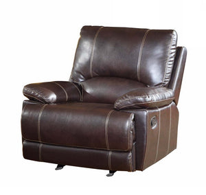 Homeroots 41" Brown Leather Match Recliner Brown  329409