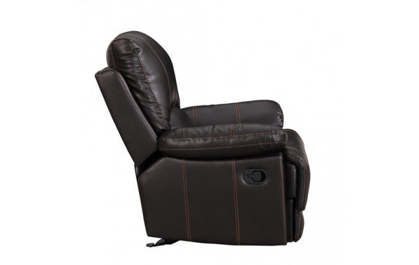 Homeroots 41" Brown Leather Match Recliner Brown  329409