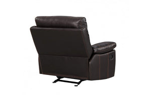 Homeroots 41" Brown Leather Match Recliner Brown  329409