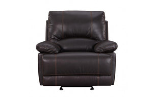 Homeroots 41" Brown Leather Match Recliner Brown  329409