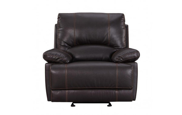 Homeroots 41" Brown Leather Match Recliner Brown  329409