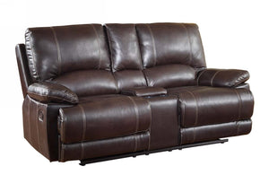 Homeroots 76" Brown Faux Leather Manual Reclining Love Seat With Storage Brown  329410