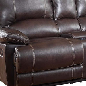 Homeroots 76" Brown Faux Leather Manual Reclining Love Seat With Storage Brown  329410