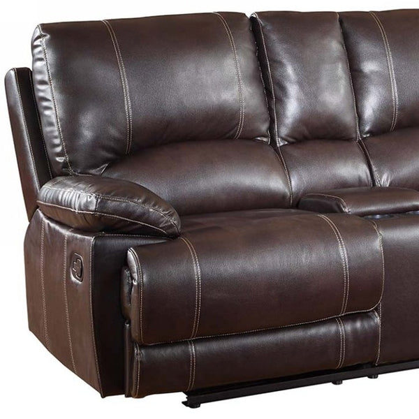 Homeroots 76" Brown Faux Leather Manual Reclining Love Seat With Storage Brown  329410