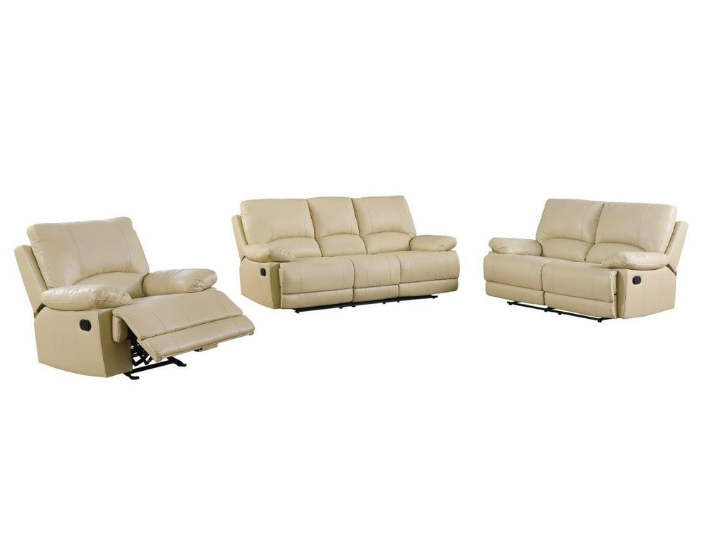 Homeroots Three Piece Indoor Beige Faux Leather Six Person Seating Set Beige  329411