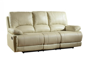 Homeroots 89" Beige Faux Leather Sofa With Black Legs Beige  329412