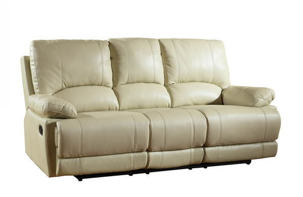Homeroots 89" Beige Faux Leather Sofa With Black Legs Beige  329412