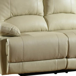 Homeroots 89" Beige Faux Leather Sofa With Black Legs Beige  329412