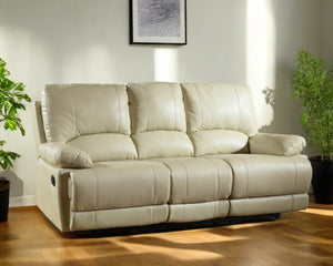 Homeroots 89" Beige Faux Leather Sofa With Black Legs Beige  329412