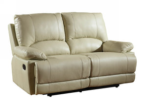 Homeroots 65" Beige Faux Leather Manual Reclining Love Seat Beige  329413