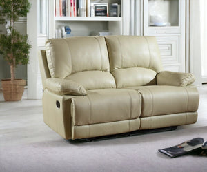 Homeroots 65" Beige Faux Leather Manual Reclining Love Seat Beige  329413
