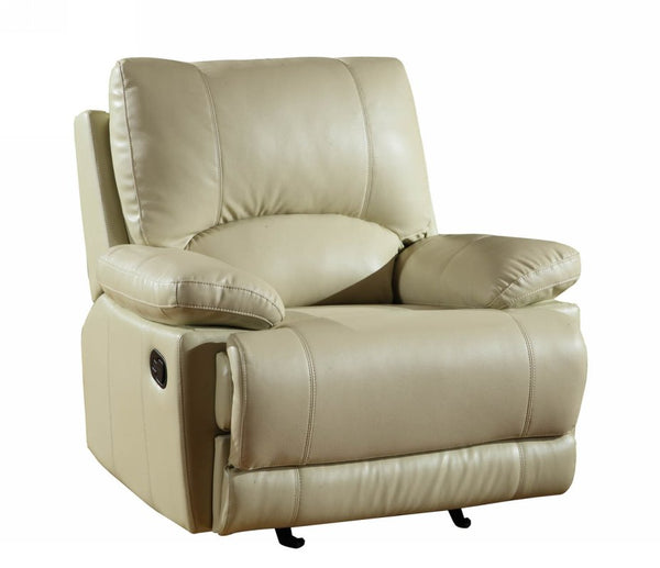 Homeroots 42" Beige Stylish Leather Reclining Chair Beige  329414