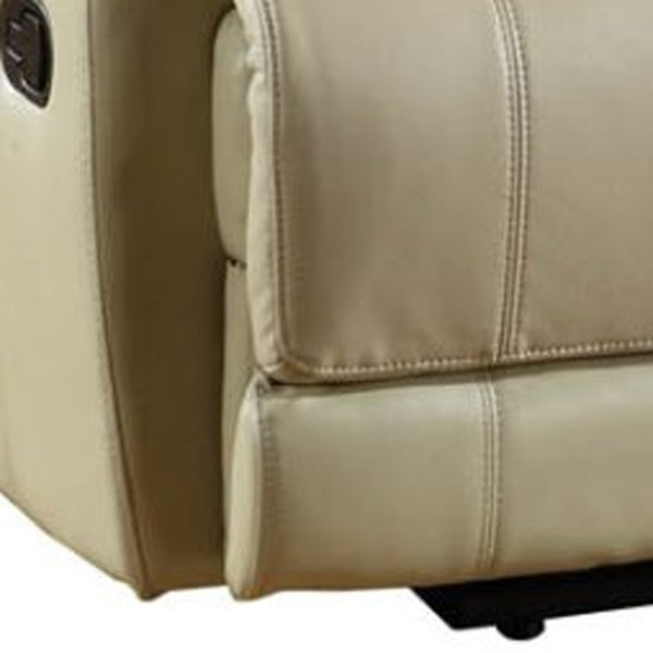 Homeroots 76" Beige Faux Leather Manual Reclining Love Seat With Storage Beige  329415