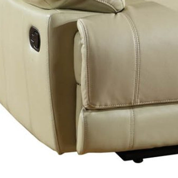 Homeroots 76" Beige Faux Leather Manual Reclining Love Seat With Storage Beige  329415
