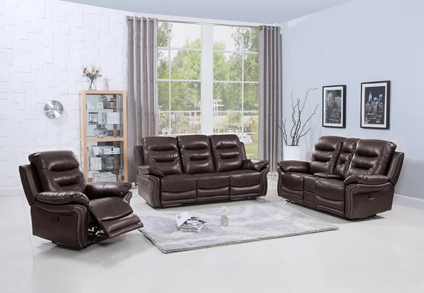 Homeroots Three Piece Indoor Brown Faux Leather Six Person Seating Set Brown  329416