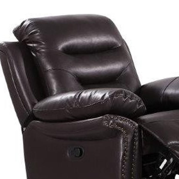 HomeRoots Three-Piece Indoor Brown Faux Leather Seating Set with Reclining Seats and Storage for 6 People 329416
