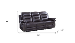 Homeroots 90" Brown Faux Leather Sofa With Black Legs Brown  329417