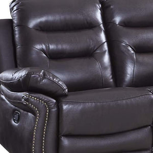 Homeroots 90" Brown Faux Leather Sofa With Black Legs Brown  329417
