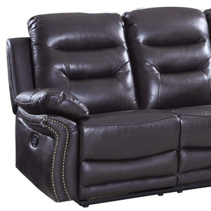 Homeroots 90" Brown Faux Leather Sofa With Black Legs Brown  329417