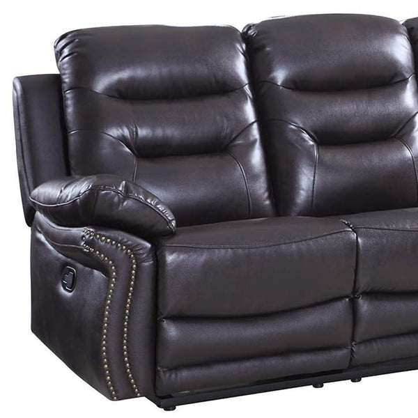 Homeroots 90" Brown Faux Leather Sofa With Black Legs Brown  329417