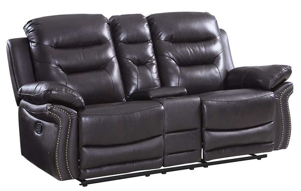 Homeroots 75" Brown Faux Leather Manual Reclining Love Seat With Storage Brown  329418