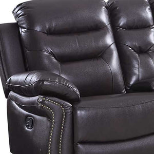 Homeroots 75" Brown Faux Leather Manual Reclining Love Seat With Storage Brown  329418