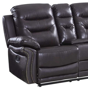 Homeroots 75" Brown Faux Leather Manual Reclining Love Seat With Storage Brown  329418