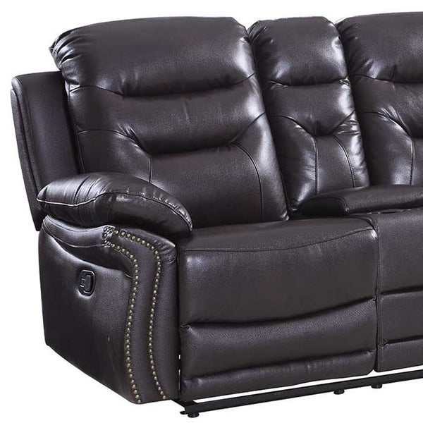 Homeroots 75" Brown Faux Leather Manual Reclining Love Seat With Storage Brown  329418