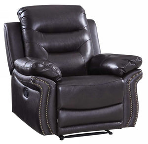 Homeroots 44" Brown Comfortable Leather Recliner Chair Brown  329419