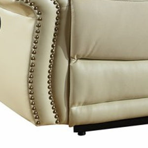 Homeroots 90" Beige Faux Leather Sofa With Black Legs Beige  329420