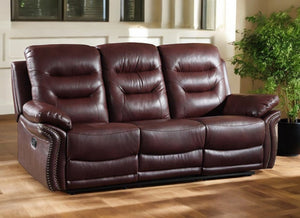 Homeroots 90" Burgundy Faux Leather Reclining Sofa With Black Legs Burgundy  329426