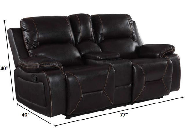 Homeroots Three Piece Indoor Brown Faux Leather Six Person Seating Set   329438