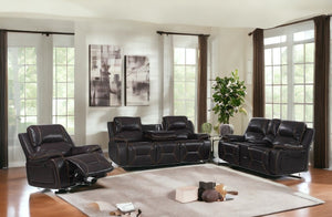 Homeroots Three Piece Indoor Brown Faux Leather Six Person Seating Set   329438
