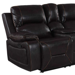 Homeroots 77" Brown Faux Leather Manual Reclining Love Seat With Storage   329440