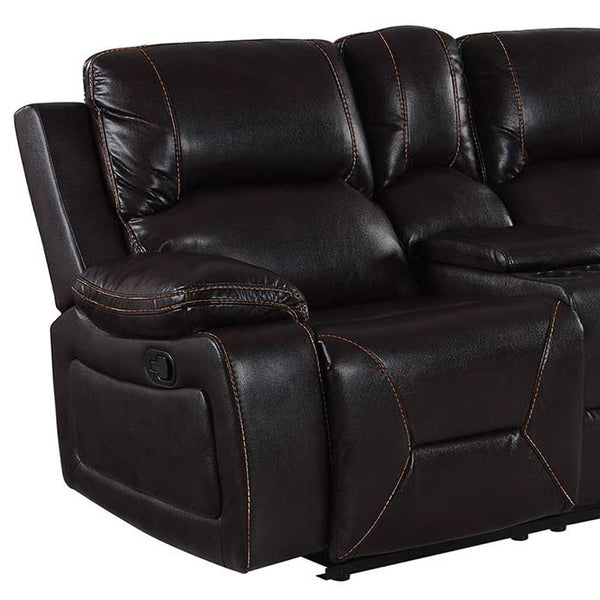Homeroots 77" Brown Faux Leather Manual Reclining Love Seat With Storage   329440
