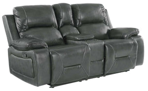 Homeroots 77" Gray Faux Leather Manual Reclining Love Seat With Storage   329444