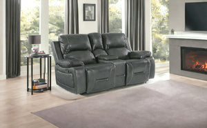 Homeroots 77" Gray Faux Leather Manual Reclining Love Seat With Storage   329444