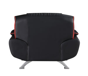 Homeroots Three Piece Indoor Black Genuine Leather Six Person Seating Set   329454