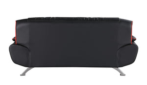 Homeroots 80" Black Leather Sofa With Silver Legs   329455