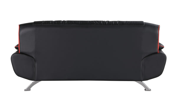 Homeroots 80" Black Leather Sofa With Silver Legs   329455