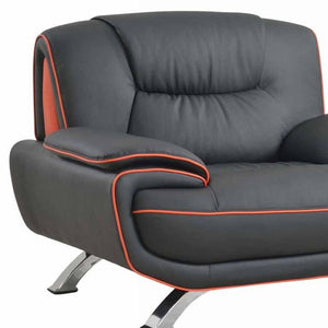 HomeRoots Three Piece Indoor Black Genuine Leather Seating Set for Six – Stylish Comfort for Your Living Room 47" X 40" X 40" 329457