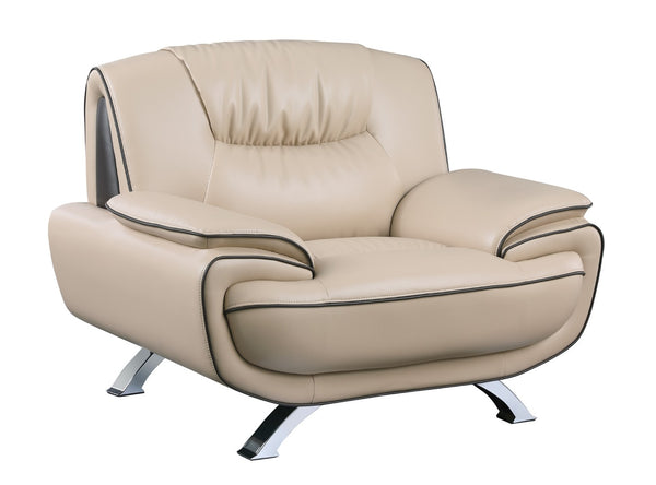 HomeRoots Three Piece Indoor Beige Genuine Leather Seating Set for Six – Stylish, Comfortable & Durable Design 207" X 35" X 35" 329458