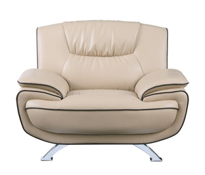 HomeRoots Three Piece Indoor Beige Genuine Leather Seating Set for Six – Stylish, Comfortable & Durable Design 207" X 35" X 35" 329458