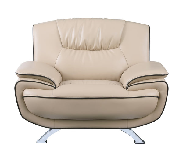 HomeRoots Three Piece Indoor Beige Genuine Leather Seating Set for Six – Stylish, Comfortable & Durable Design 207" X 35" X 35" 329458