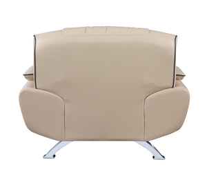 Homeroots Three Piece Indoor Beige Genuine Leather Six Person Seating Set   329458