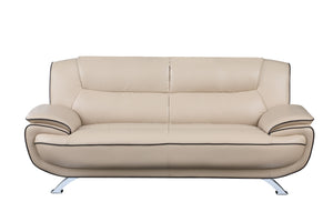 Homeroots 80" Beige Leather Sofa With Silver Legs   329459