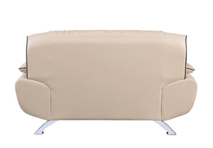 Homeroots 64" Beige And Silver Faux Leather Love Seat   329460