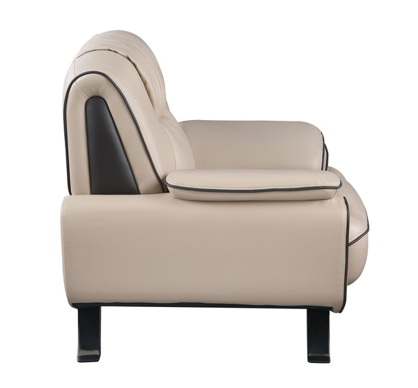 Homeroots 47" Beige And Silver Leather Match Arm Chair   329461