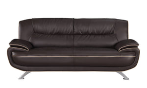 HomeRoots Three Piece Indoor Brown Genuine Leather Seating Set for Six - Elegant Comfort for Your Living Room 207" X 35" X 35" 329462